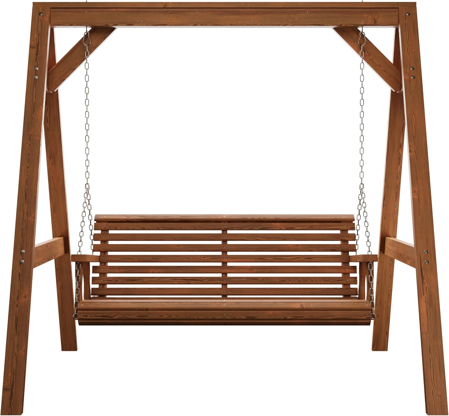 Amish Casual 6 Foot Roll Back Swing with A-Frame Stand in Cedar - Freestanding Wood Porch Swing for Patio, Yard or Garden