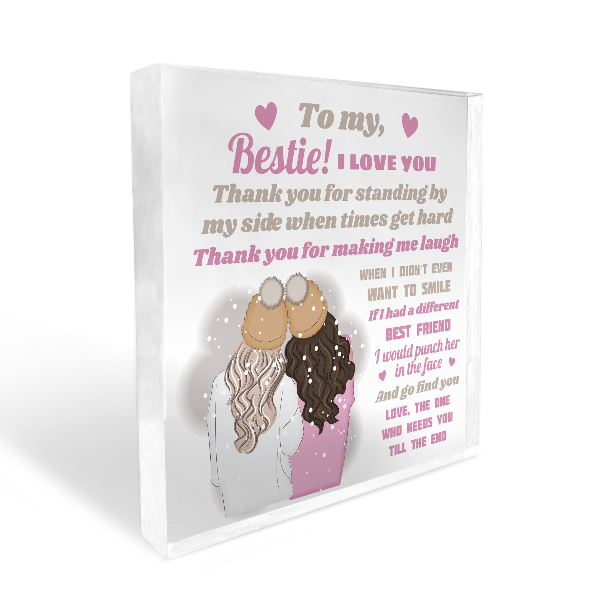 Red Ocean BESTIE GIFT Thank You Gift For Her Acrylic Block Friendship Sign Friend Christmas Birthday Gift Keepsake