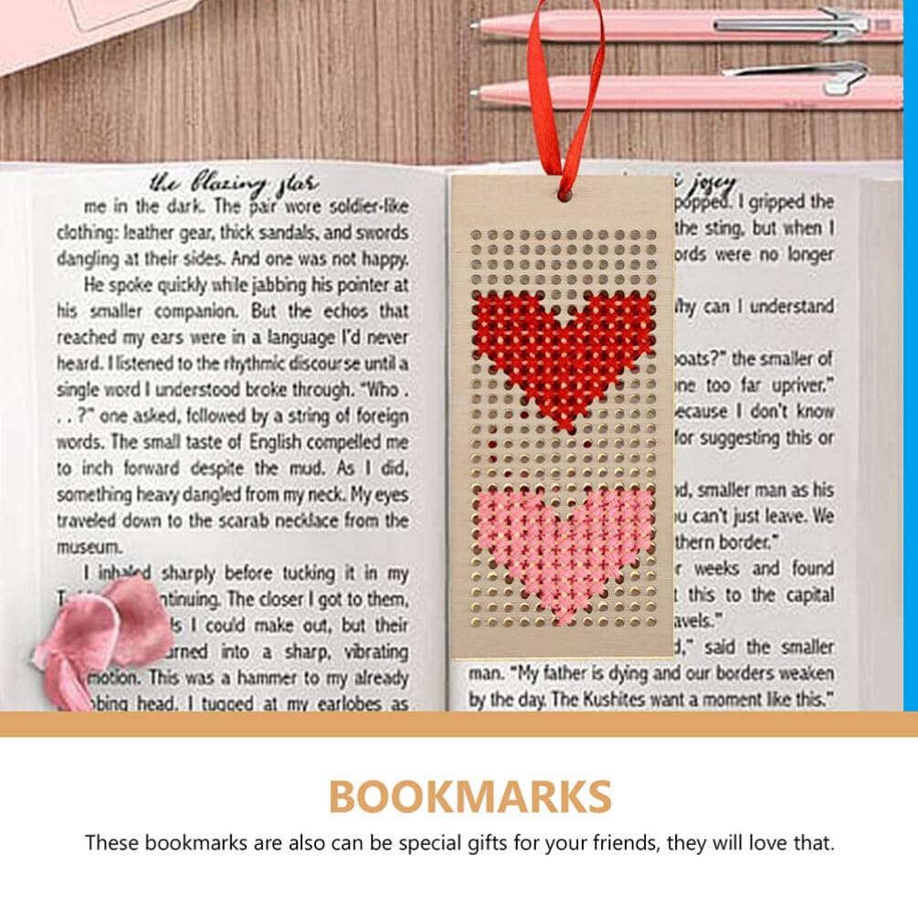 Operitacx 16pcs Wooden Bookmark Cross Stitch Kits, Cross Stitch Bookmark Kits, DIY Embroidery s for DIY Crafts - Image 2