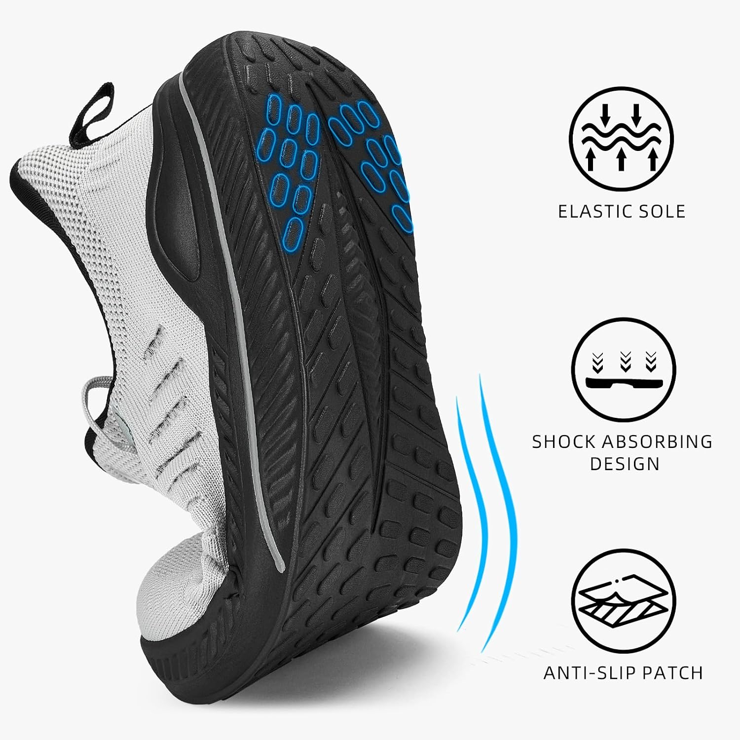 VRCLUB Mens Wide Sneakers - Slip On Walking Shoes Breathable Non Slip Tennis Running Shoe Ultra Lightweight Comfortable Workout Gym Jogging and Casual Sports