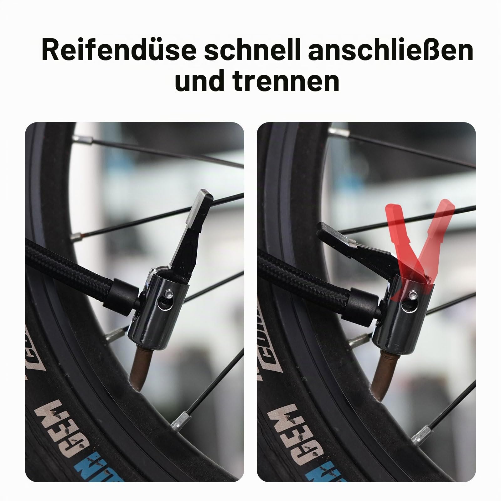 LEXIN Adapter für Französische Ventil, 40cm Luftschlauch mit Adapter für Amerikanische Ventil, 40cm Luftschlauch mit Hebelstecker Air Chuck und Ballnadel