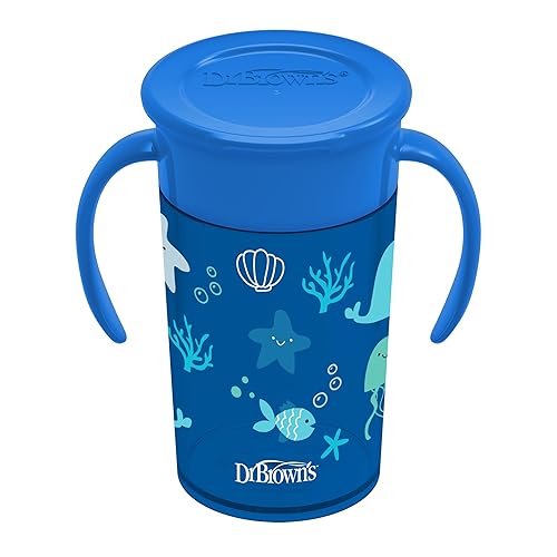 Miniatura 57 de Dr. Brown’s Milestones Cheers360 Taza azul y verde, de 10 oz, 2 PK Paquete de 2 animales azules y verdes