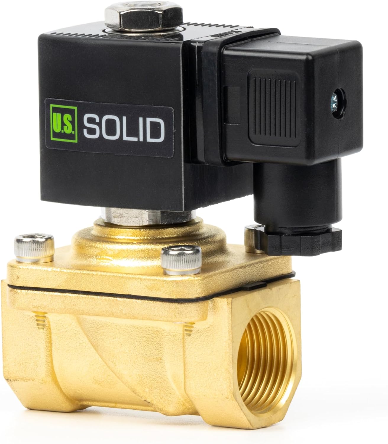 U.S. Solid 3/4" Brass Solenoid Valve - 12V DC Normally Closed Electric Solenoid Valve with Viton Seal, Junction Box Type