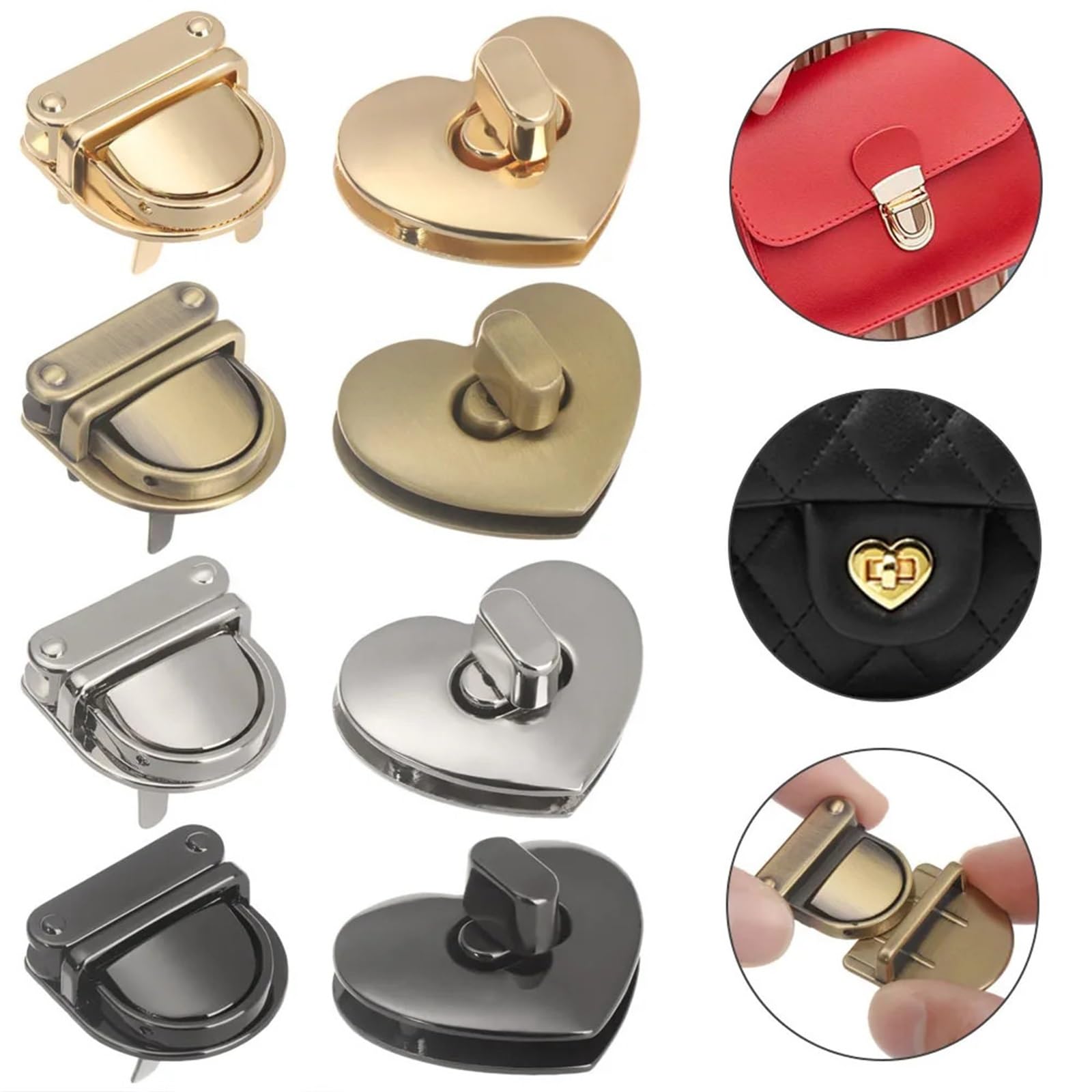 Verschluss Schloss für Tasche 10 Stück Metallverschluss Drehverschluss for DIY/Reparatur Handtasche Geldbörse Gepäck Hardware Verschluss Tasche Teile Zubehör(Color 6)