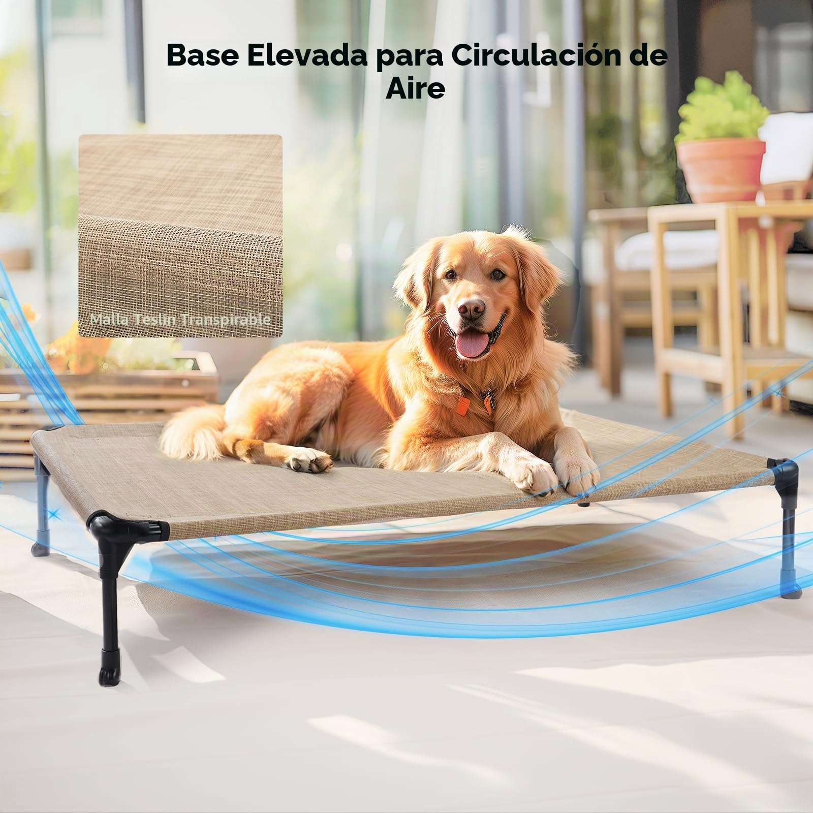 Veehoo Cama elevada refrescante para perro, impermeable, extraíble, con almohada, cuna elevada para mascotas con malla transpirable, pies antideslizantes, sofá cama para perros para interiores y