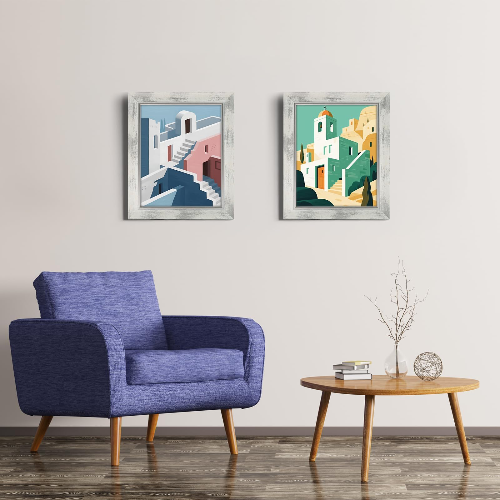XUANLUO Set di 4 cornici portafoto rustiche retrò (bianco)