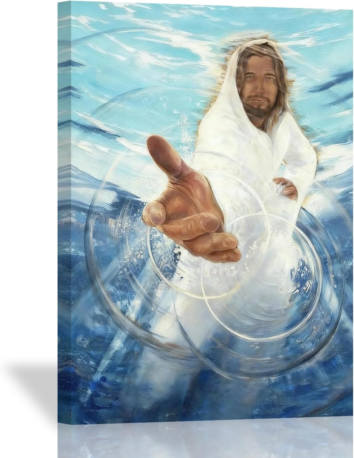 ZHIYYHAO Jesus Give Me Your Hand Christian Canvas Wall Art Framed Christian God Savior Modern Artwork For Bedroom Church Decoration Office Home Decor Ready to Hang (J-6，12.00L X8.00W''