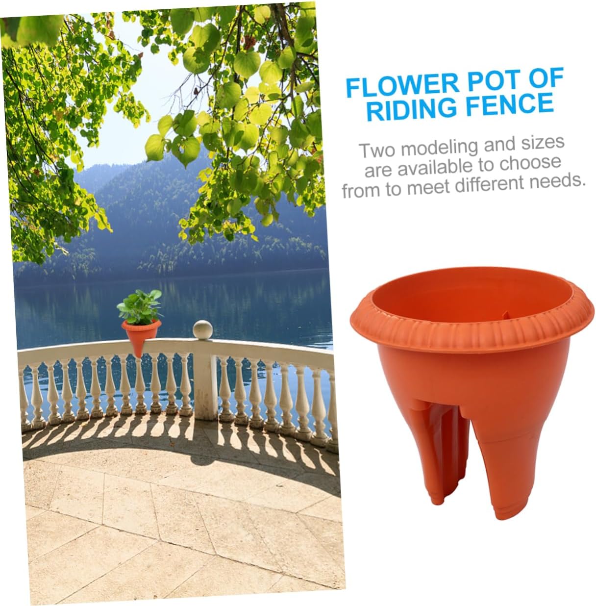 SUPVOX Dual Deck Rail Planter Heavy Duty Flower Pot Drainage for Balcony Railing Thickened Design Saddle Shape Space-Saving Material