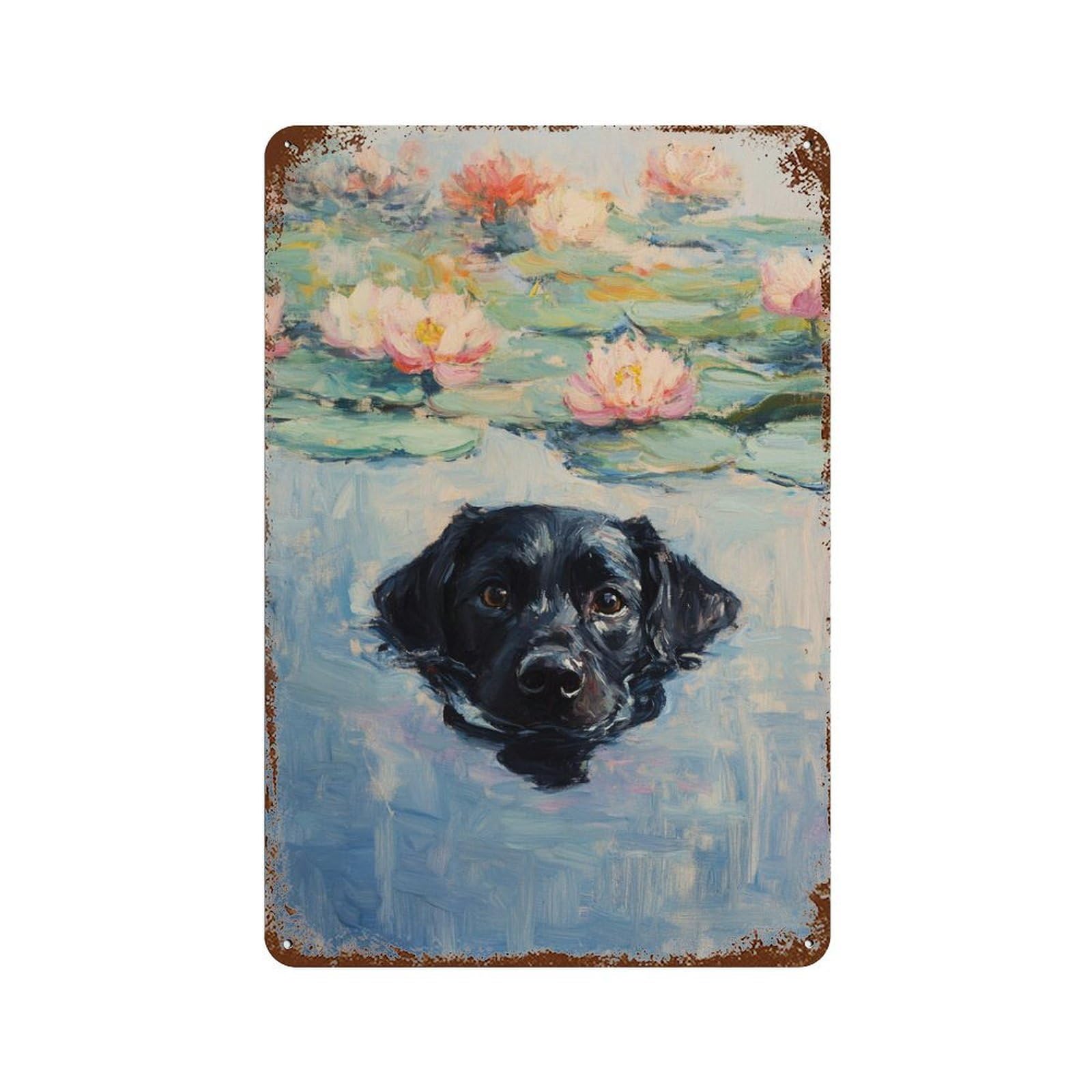 Garage Style Black Labrador Retriever Painting-3 Distressed Metal Wall Sign 11.8"x7.9", Classic Wall Plaque for Bar And Workshop
