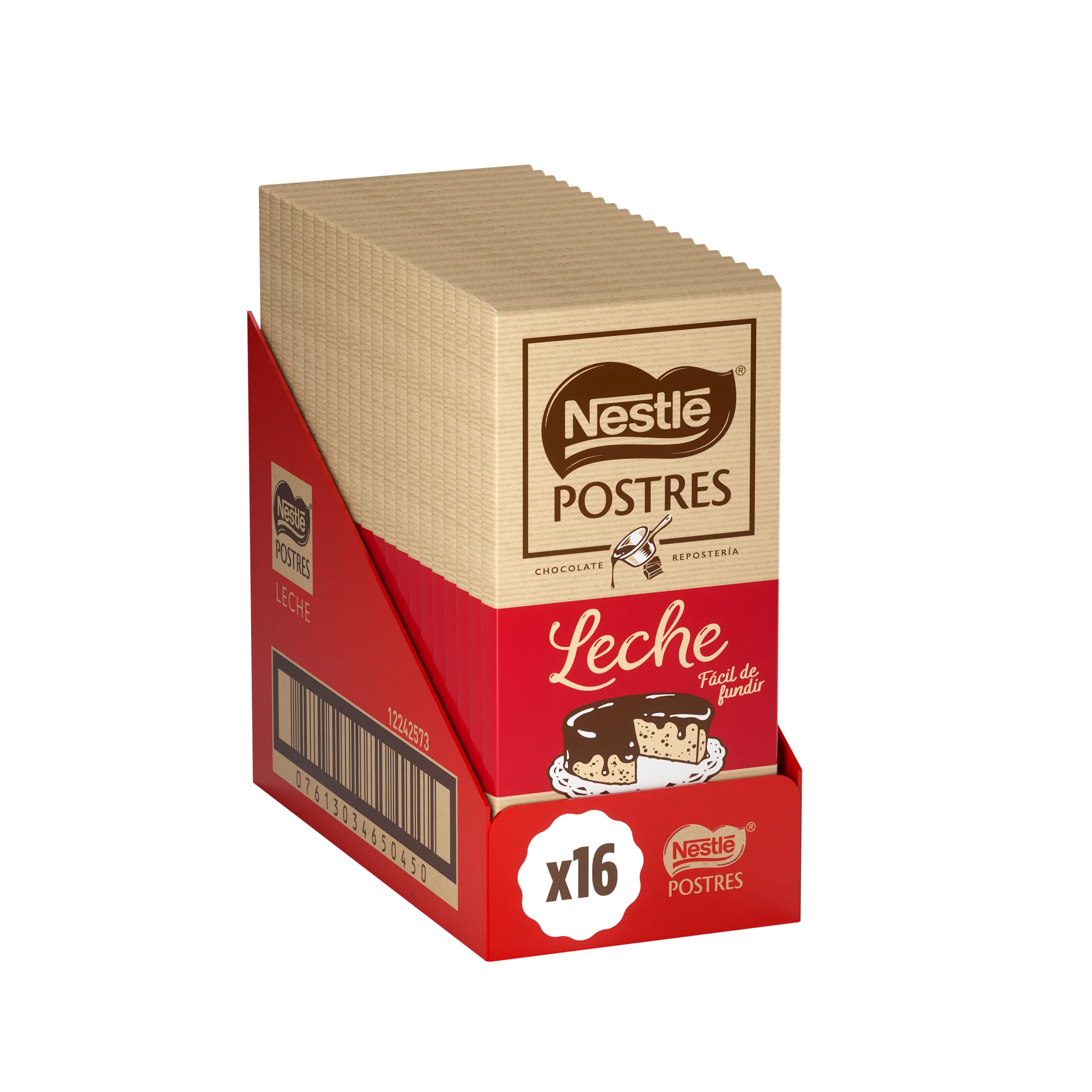 Nestlé Postres Nestlé Chocolate con Leche para fundir, Tableta de chocolate para repostería, 170 g (Paquete de 16)