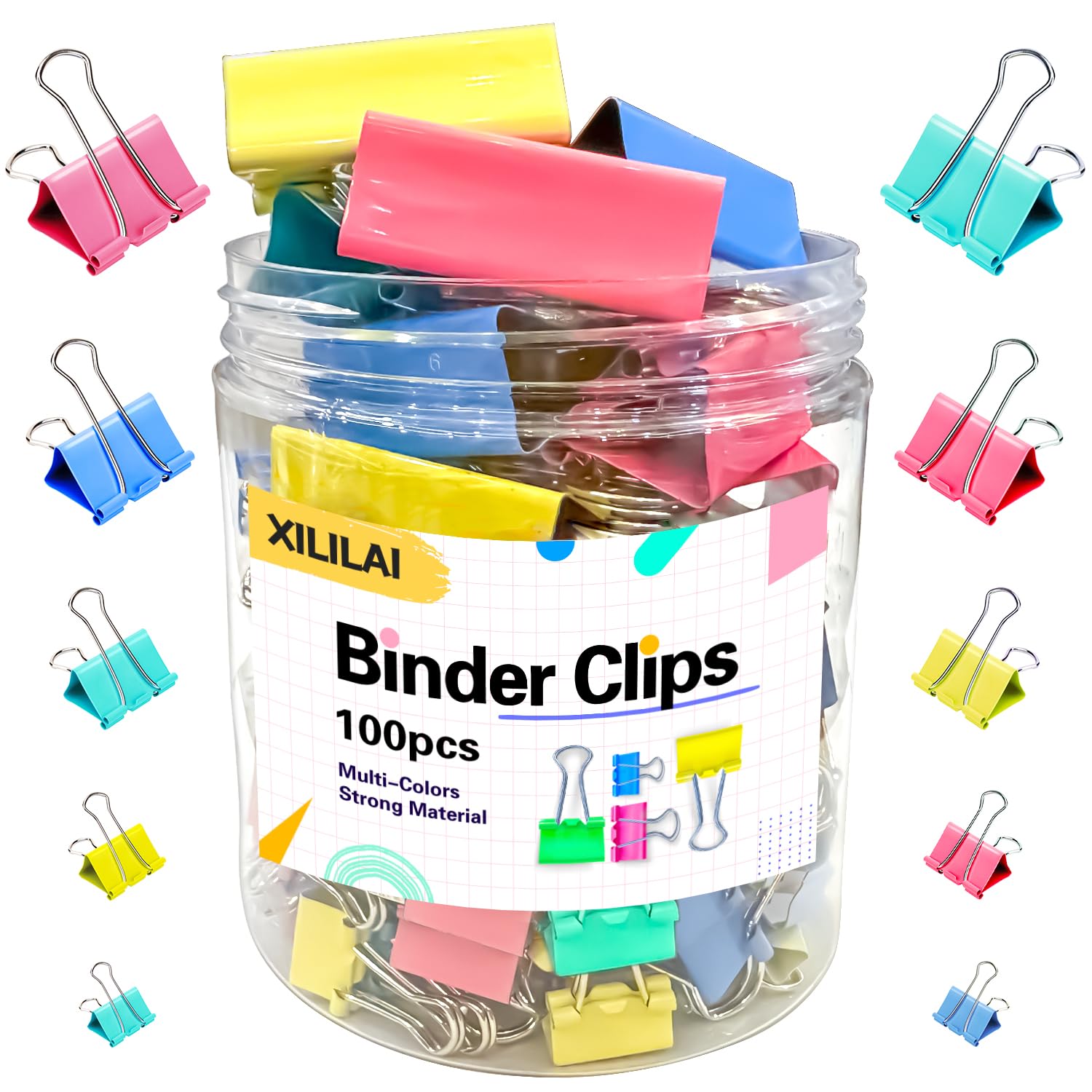 Binder Clips, 100PCS Large Binder Clip Assorted Sizes, Medium Small Binder Clips for Paperwork, Bulldog, Office Clips, Paper Clamps, Colorful Binder