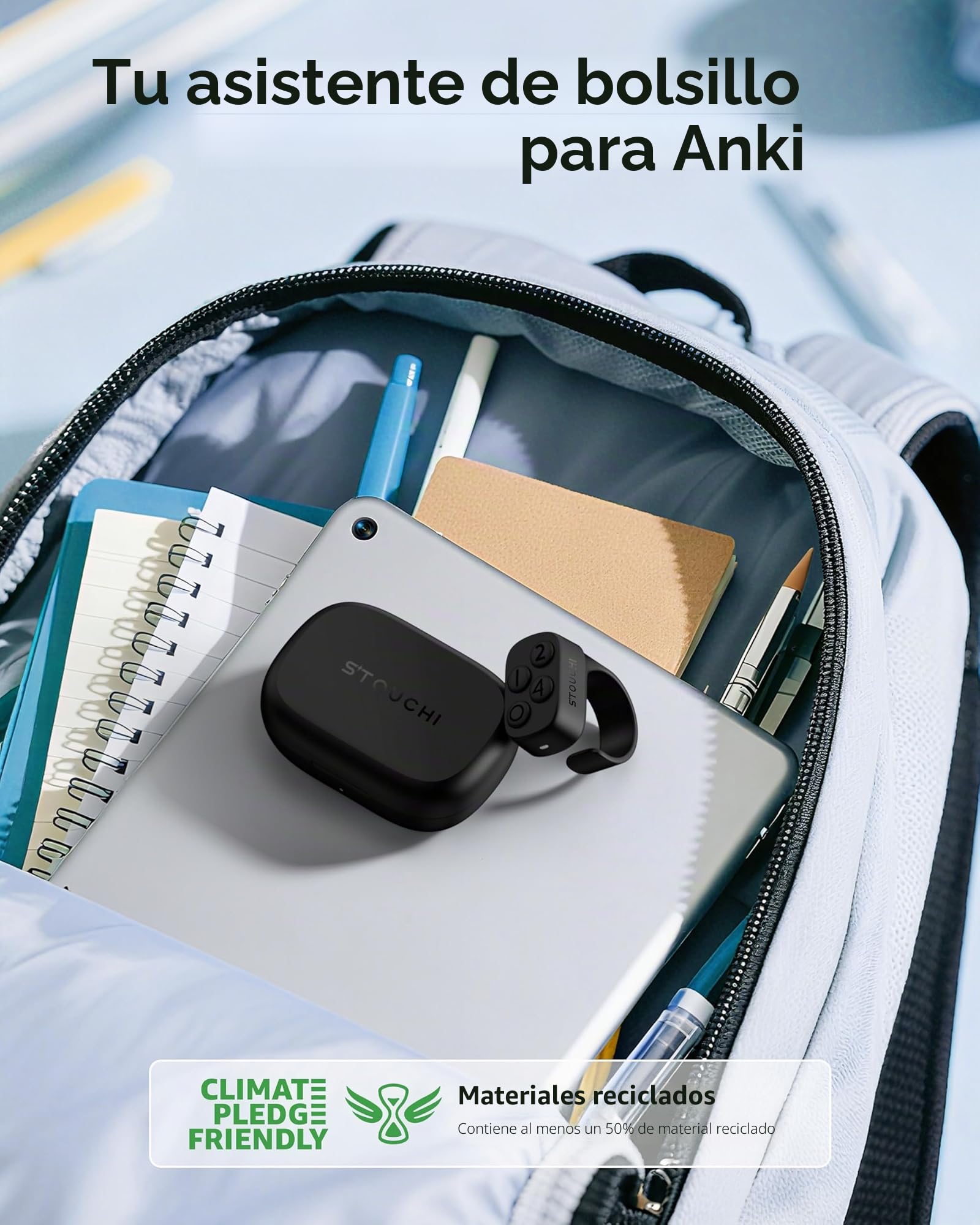 Stouchi 2.0 Mando a distancia para Anki, 2026 Nuevo [Sin remapeo y sin complementos] Mando a distancia Anki de emparejamiento rápido con estuche de carga de 140 horas Compatible con MacBook, portátil