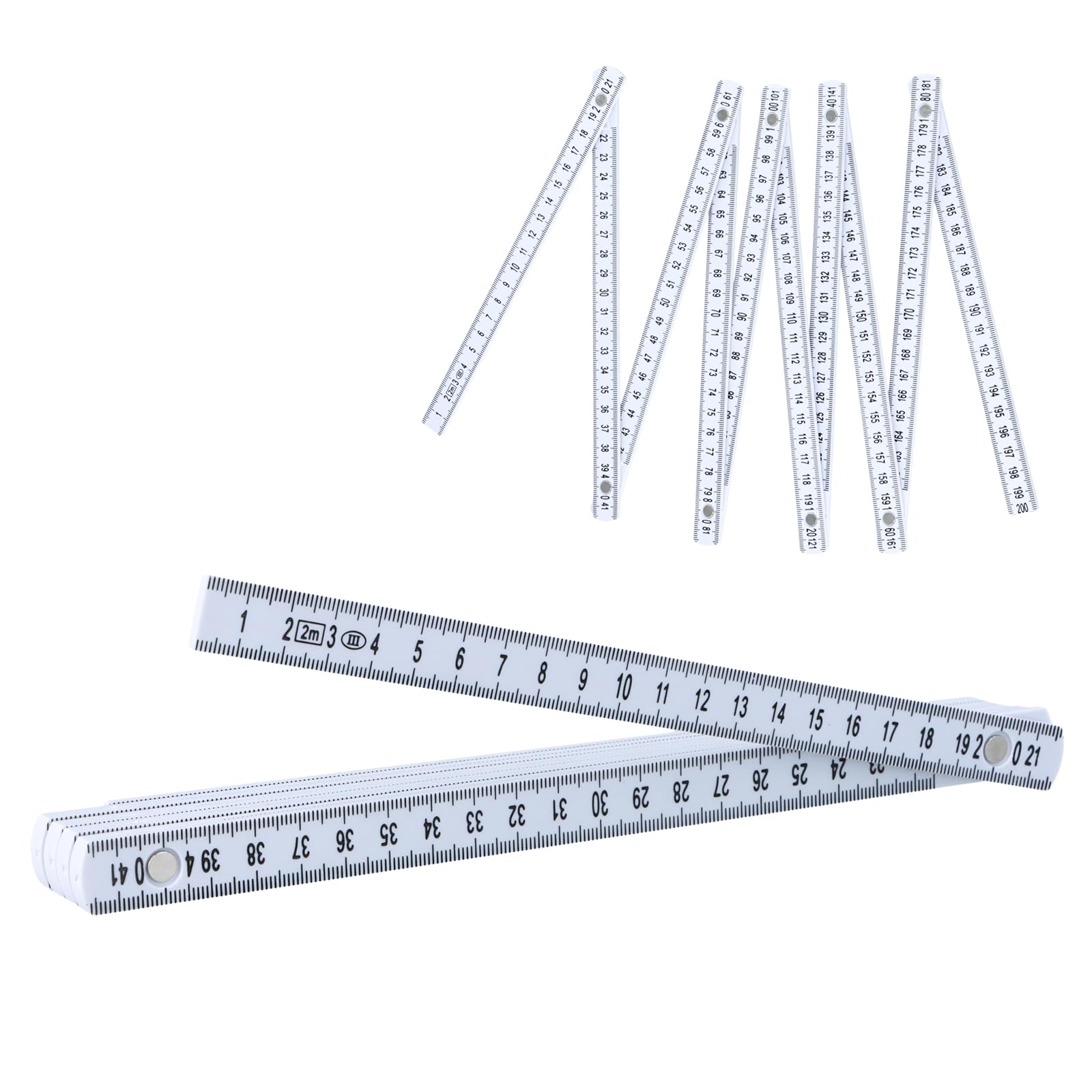 Folding Ruler, 2m Length Double-Sided Metric Scale Measuring Rulers, Plastic Meter Stick with Scale