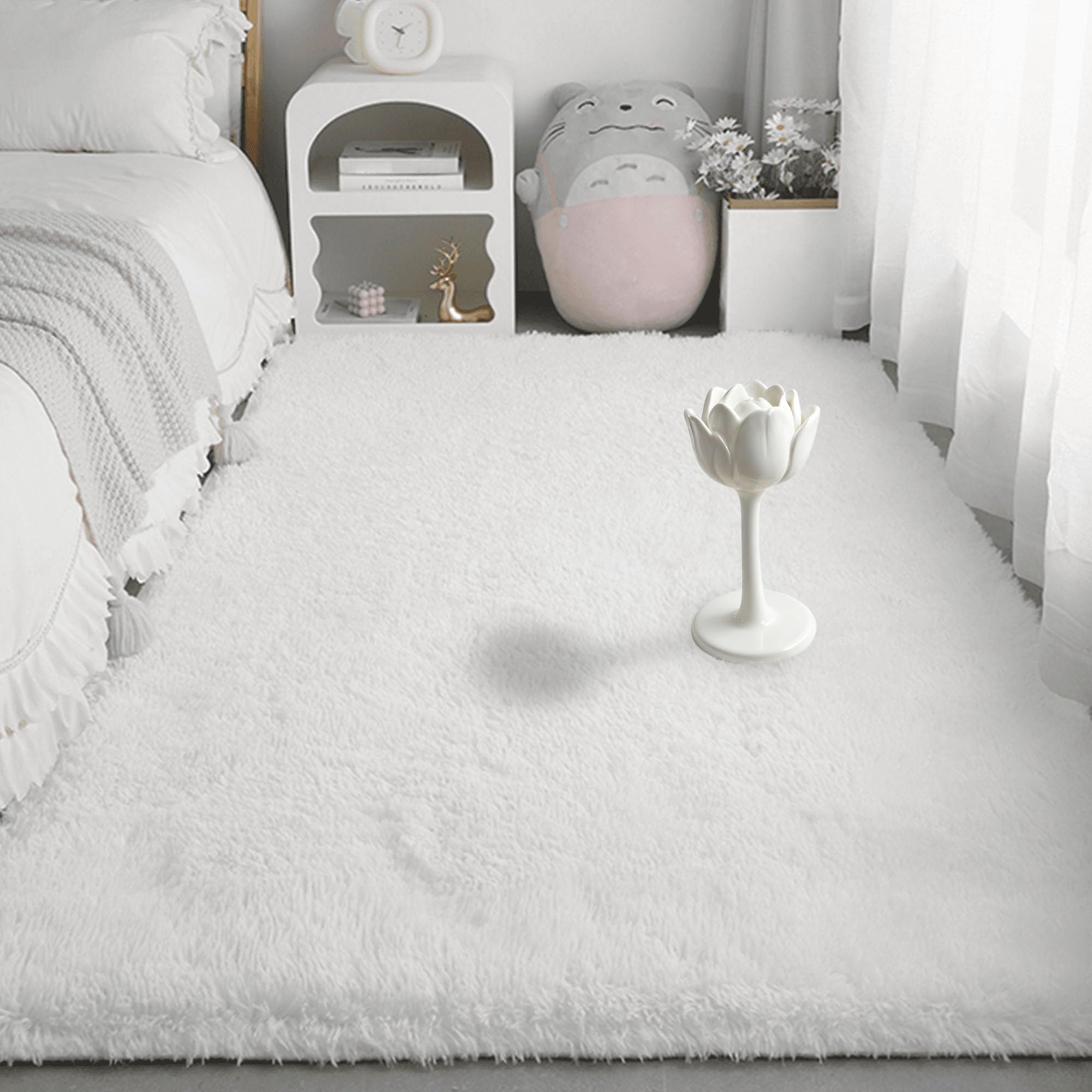 Tapis pour enfant chambre doux blanc 320 x 370 cm moelleux pour un salon chaleureux