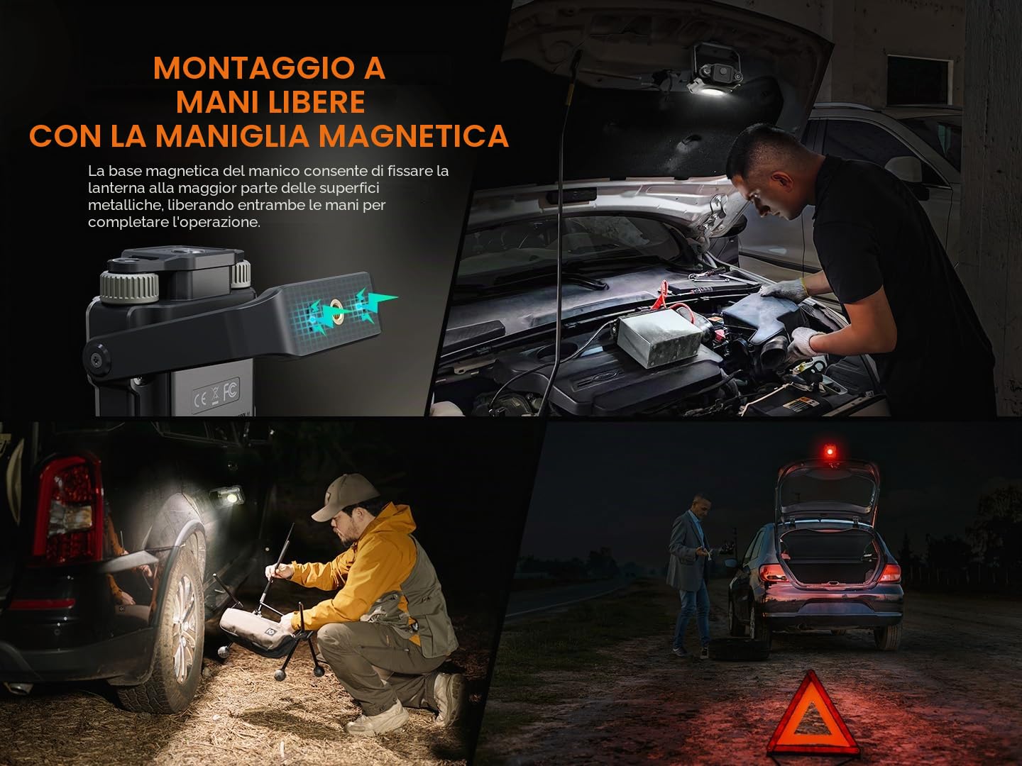 fenix CL27R Lanterna ricaricabile multi fascio | 1600 lumen | 180 m | 285 ore max | Modalità luce rossa | Regolazione continua della temperatura del colore e della luminosità | Manico magnetico a 360°