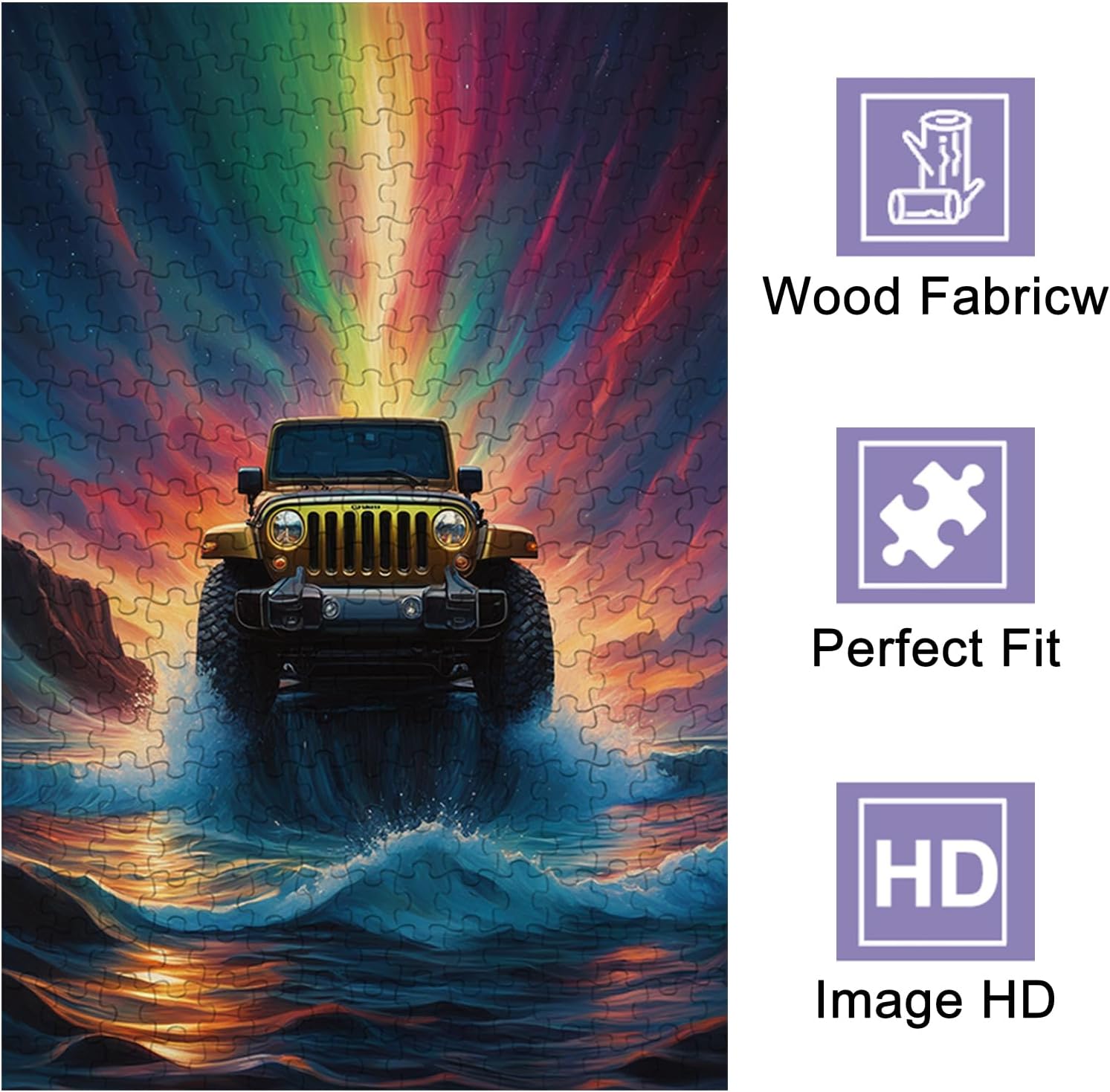 Jeep in The Water Puzzle, 1,000 PC Teen & Adult Fun Challenge, Home Decor & Gifts