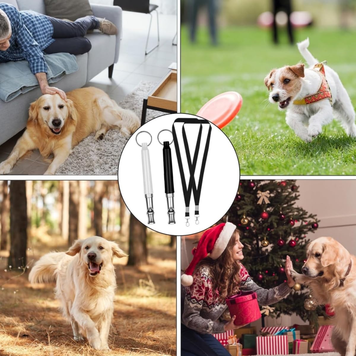 Sifflet à Ultrasons pour Chien Silencieux,2 Pièces Sifflet Anti Aboiement Haute Fréquence Réglable,pour Le Dressage et Le Rappel,avec Lanière,Outil d'Éducation Canine Sifflets de Rappel