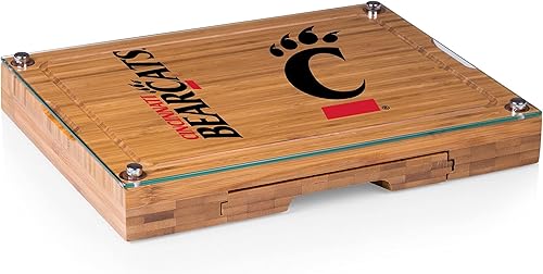 Miniatura 35 de PICNIC TIME NCAA Juego de tabla de queso y cuchillos con parte superior de vidrio de concierto, juego de tabla de charcutería, tabla de cortar