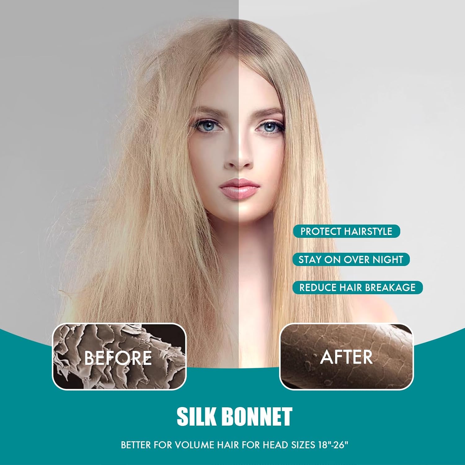 Silk Bonnet for Sleeping Women, Adjustable Soft Satin Lined Bonnet with Tie Band, Double Layer Sleep Night Cap - Image 3