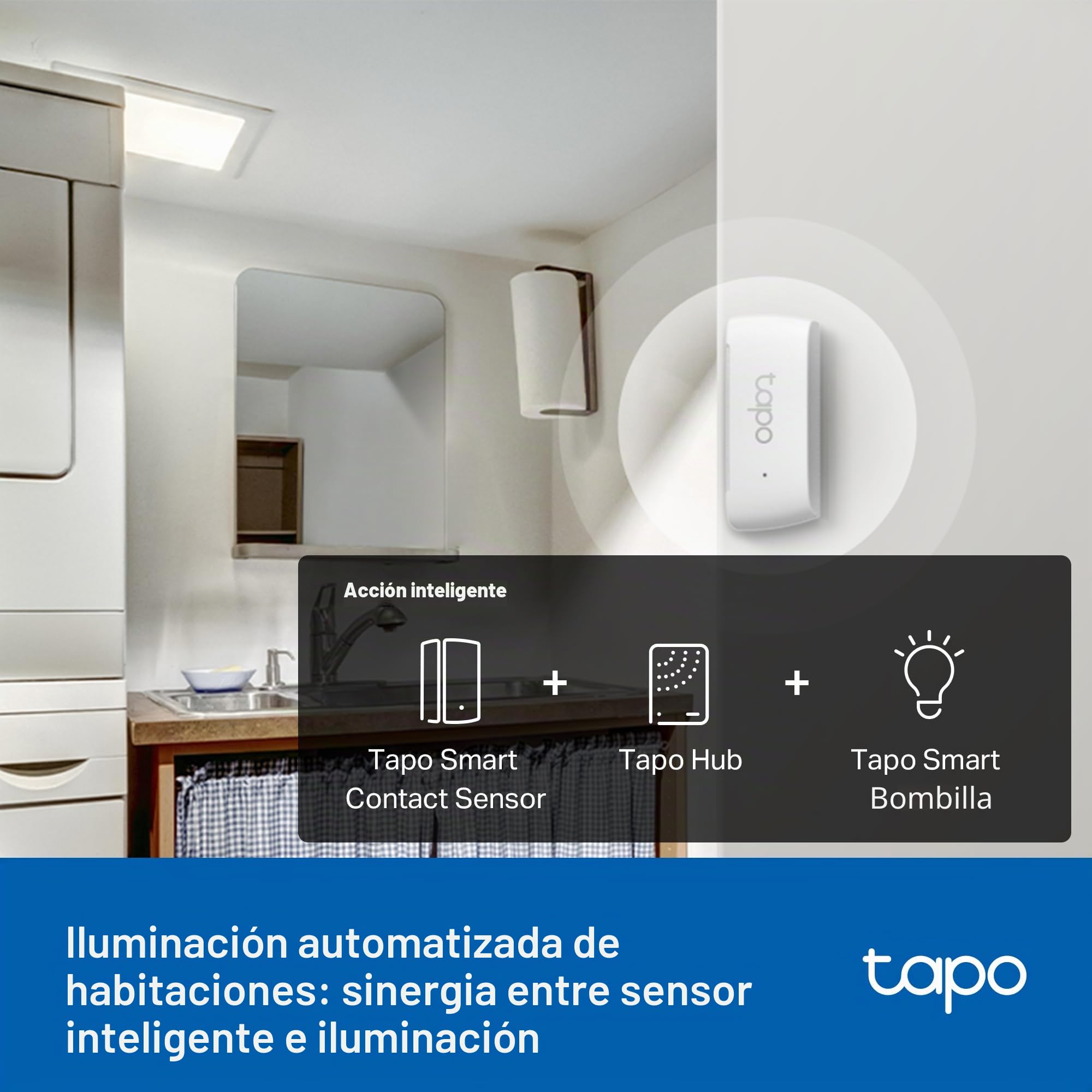TP-Link Tapo Kit de inicio de sensor de puerta, compatible con Matter, sensor de contacto inteligente para ventana de puerta x 3, concentrador inteligente con timbre integrado, automatización