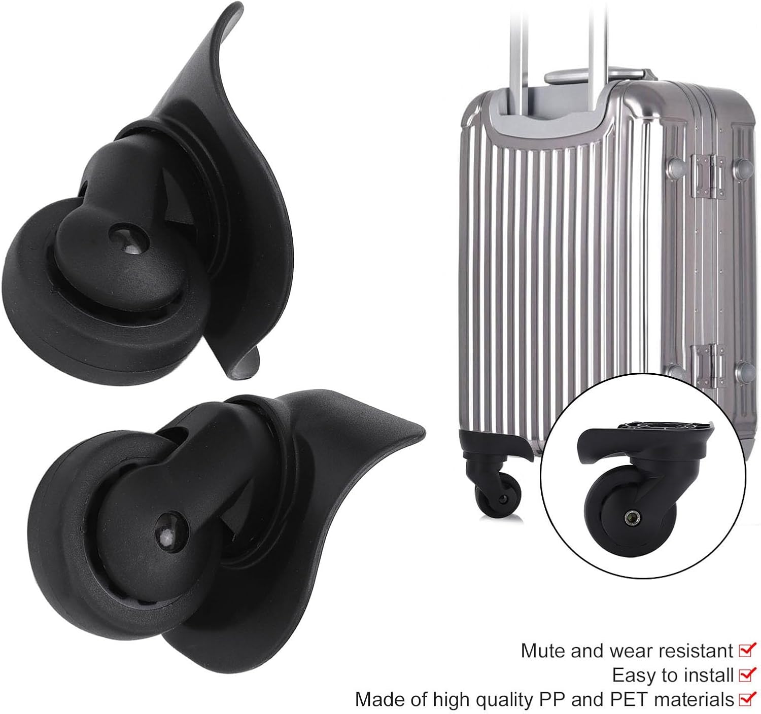 Dioche Universal Travel Stufass Wymienne Kółka Kółka z niemą i Odpornymi na Zużycie Bagażu A53 Wózka, łatwy w Instalacji Czarnego PP i Materiału dla Zwierząt Domowych, Idealny do Naprawy Walizki