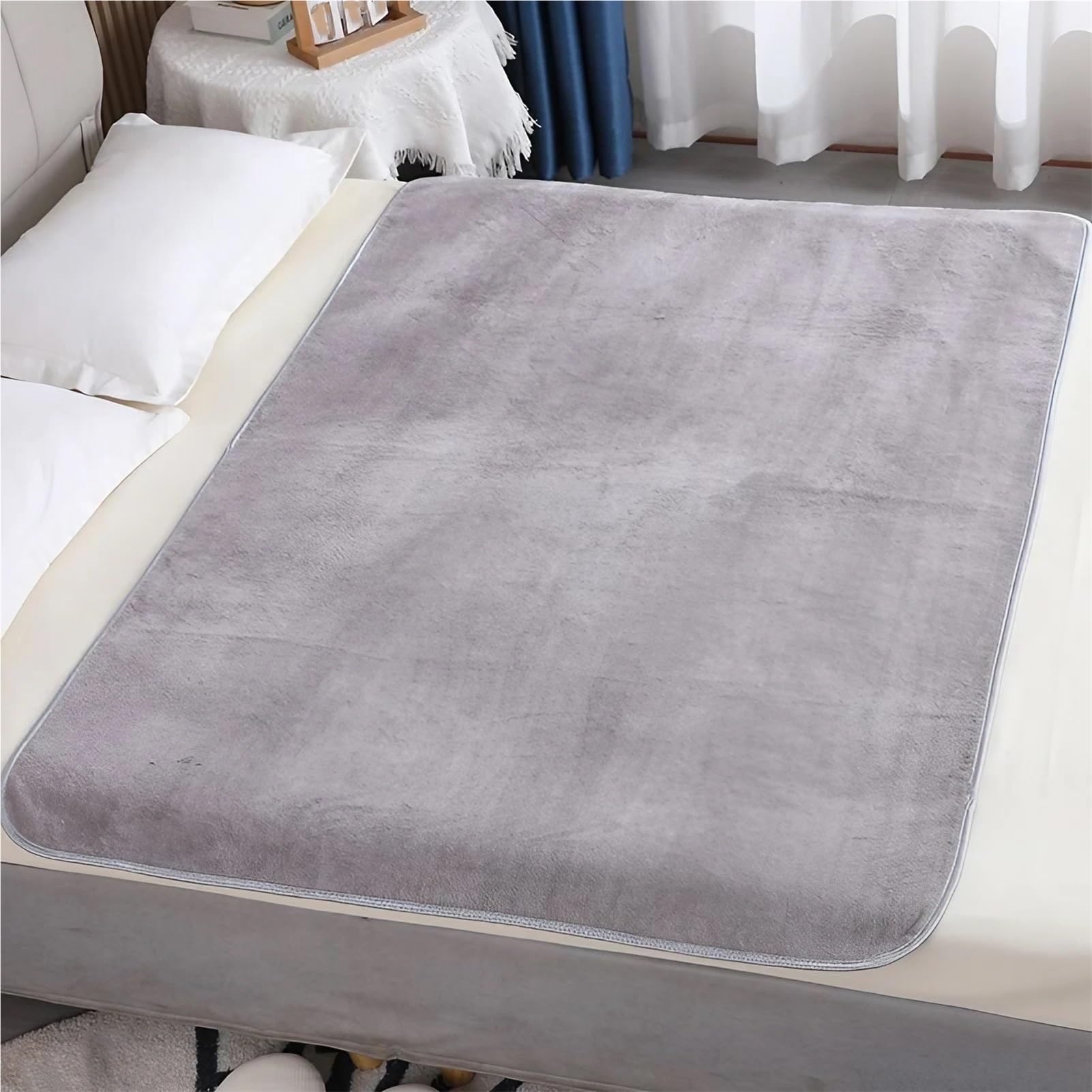 Materassino Incontinenza Impermeabile e Traspirante, Traversa Letto Morbida Lavabile Assorbente, per Adulti Singolo Matrimoniale Poltrone(Gray,150 x 200 cm)