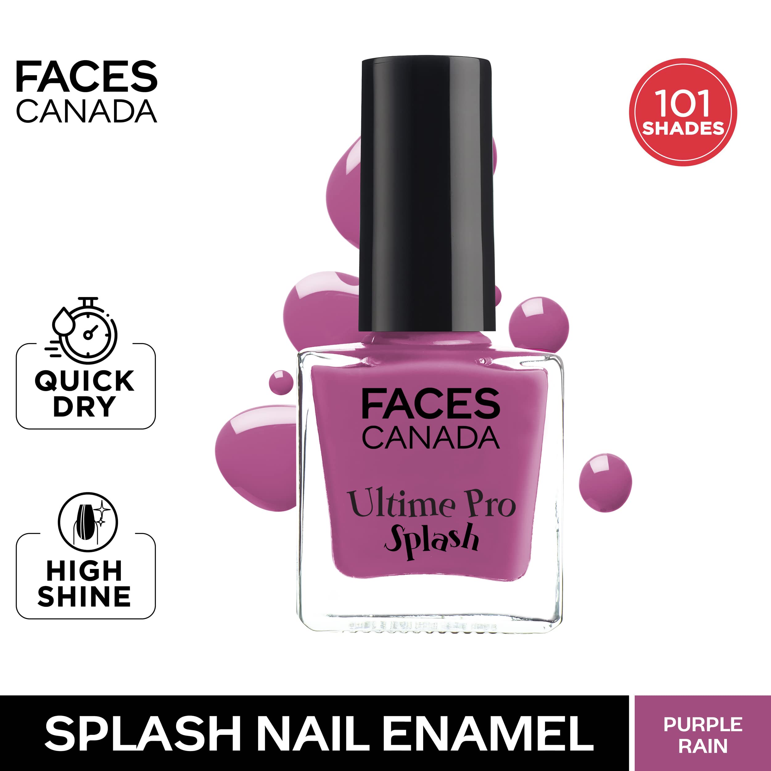 FACESCANADA Glossy Finish Splash Nail Enamel, Purple Rain 19, 8 Ml