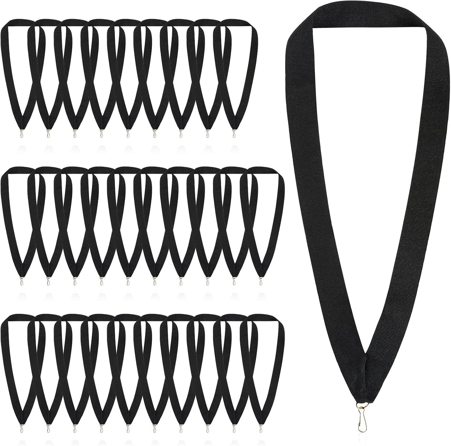 30Pcs Award Ribbon Lanyards Medal Ribbons Black Neck Ribbons for Medals