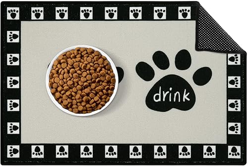 Miniatura 1 de Tapete de comida para perro, absorbente de agua, mantel individual antideslizante para mascotas y agua, fácil de limpiar, lavable a máquina, tapete