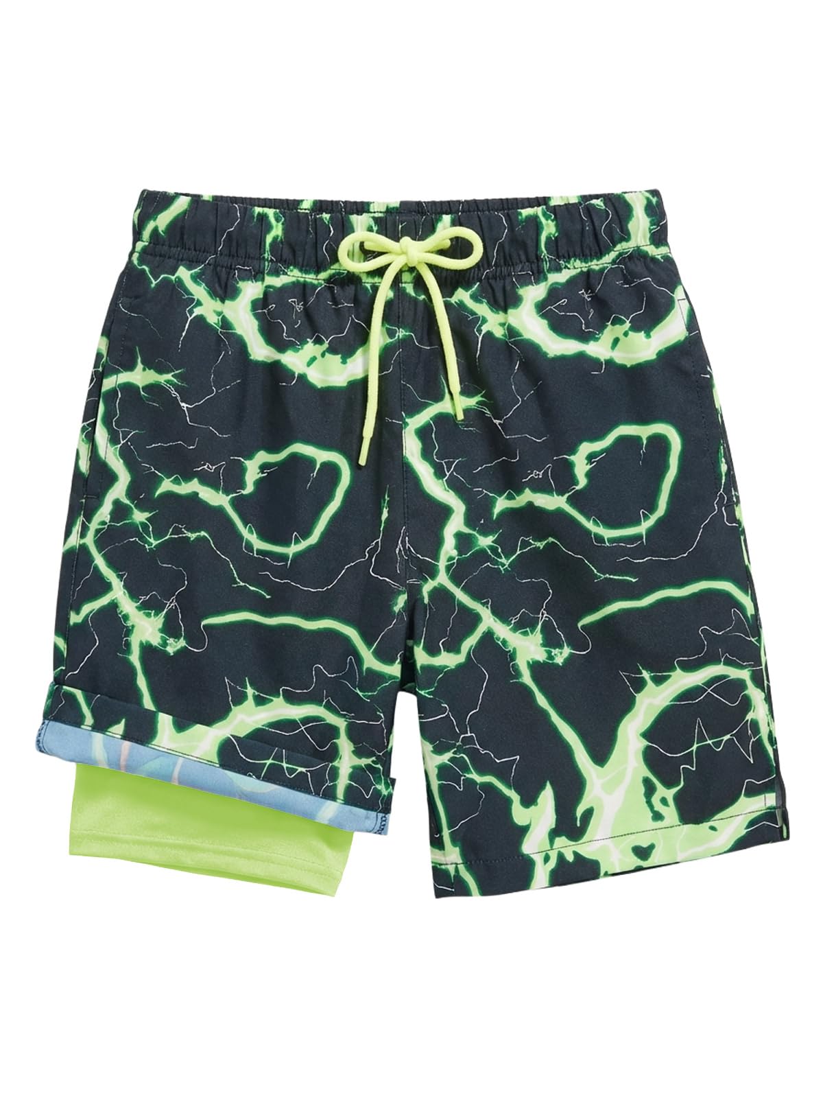 Haloumoning Boys Swim Trunks with Compression Liner Kids Summer Quick Dry Bathing Suit Beach Shorts 5-14 Years