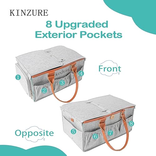 Miniatura 3 de Organizador de pañales para bebé mejorado con tapa, organizador grande de cestas de pañales, bolsa de almacenamiento portátil para viajes,