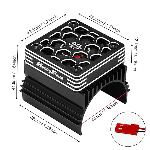 Miniatura 40 de Hobby Fans Ventilador de refrigeración RC Car de 1.575 in con disipador de calor para coche RC 1/8 1/10 540 550 F540 3650 3660 Motor, azul