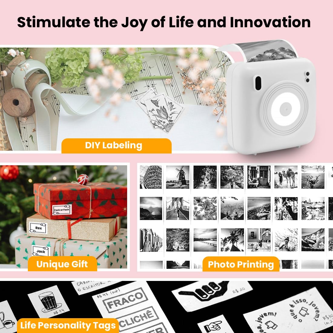 Mini Stampante Portatile CP2, Stampante Fotografica per iOS e Android, Etichette Adesive per Lavoro e Viaggi