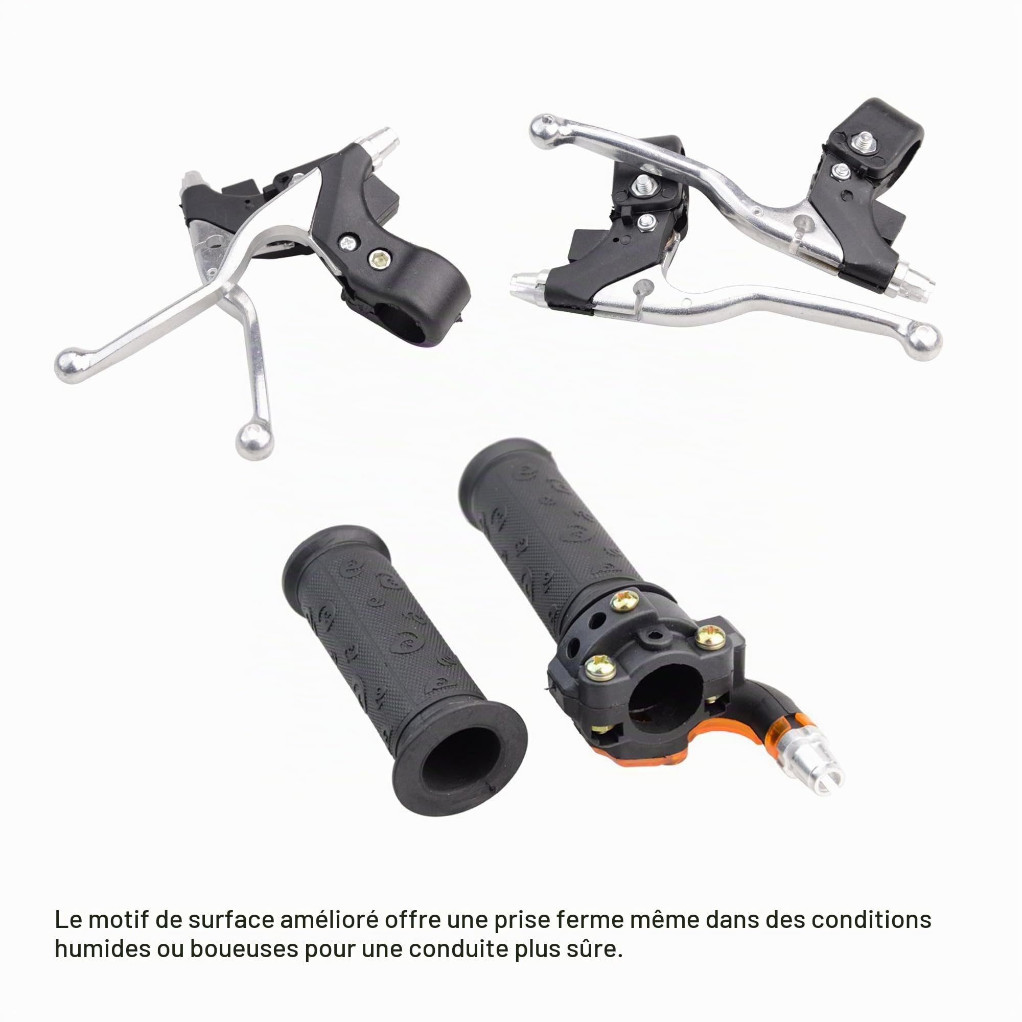 GOOFIT Poignées Twist Throttle Levers de frein 22mm Remplacement pour 47cc 49cc 2 Stroke Mini Moto Dirt Cross Pocket Bike MTB