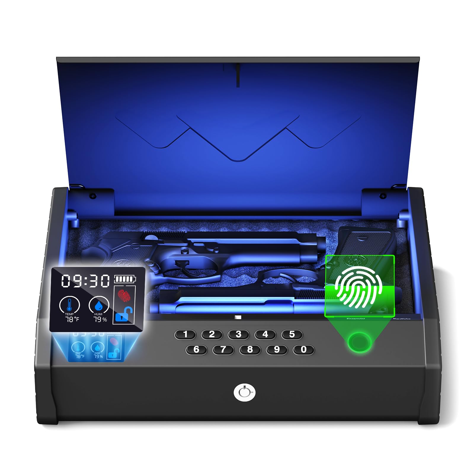 MOLICAR Gun Safe, Upgrade Biometric Gun Safes for Handgun with LCD of