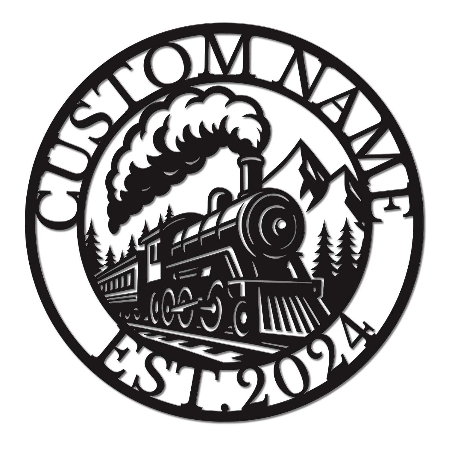Herbraa Style-3 Personalized Train Metal Wall Art, Custom Name Sign For Railroad Themed Room, Man Cave And Kids Bedroom Decor (Style-3)