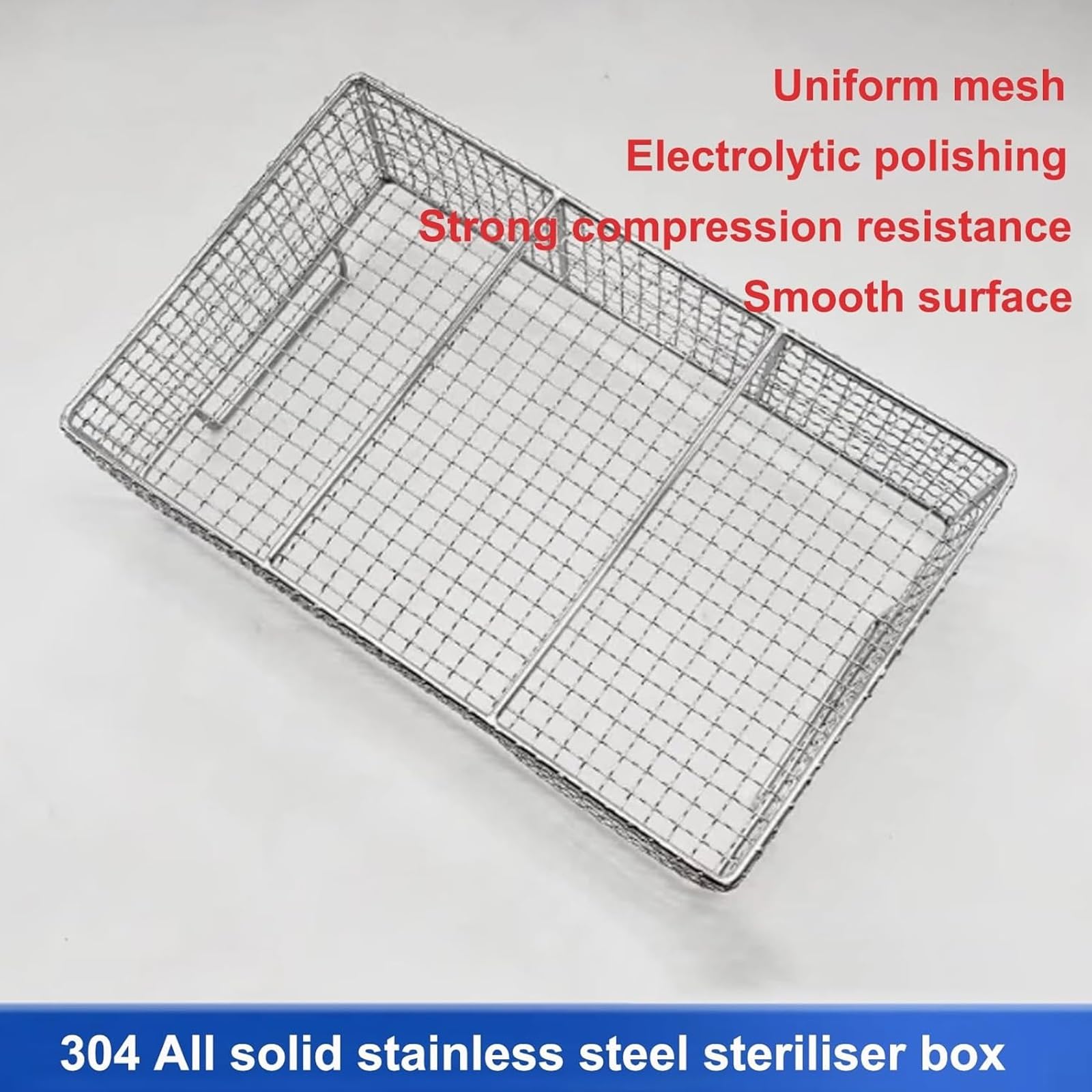 Versátil 304 Cesta de esterilización de Acero Inoxidable con Mango, diseño de Malla para la desinfección efectiva, Ideal para hospitales y clínicas dentales
