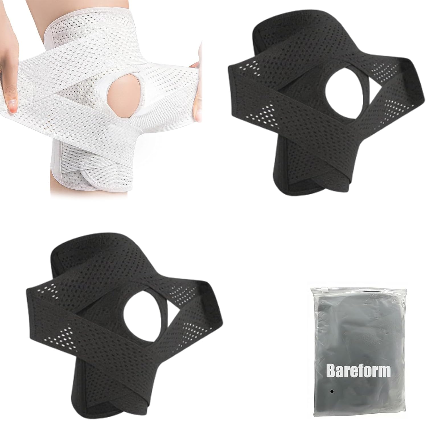 Meniscus Brace - Knee Support For Pain Relief, Adjustable Stabilizer With Side Springs & Patella Pad, Acl, Mcl, For Sports, Running, Workout, Joint Stability & Daily Wear Unisex (2 Sets-Black, Large)