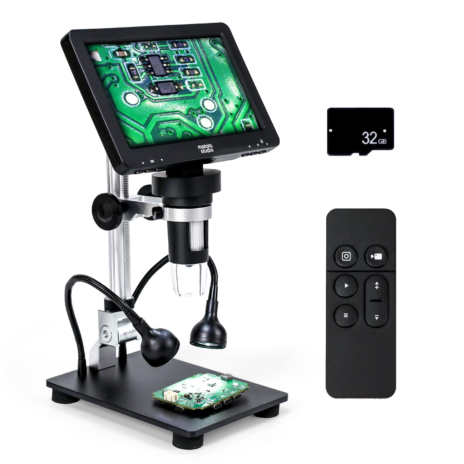 Matatastudio Microscopio digitale MT2 1200X HDMI con schermo IPS HD da 7'', Microscopio di saldatura con lente d'ingrandimento per monete 1080P per bambini e adulti, 10 luci LED, compatibile con