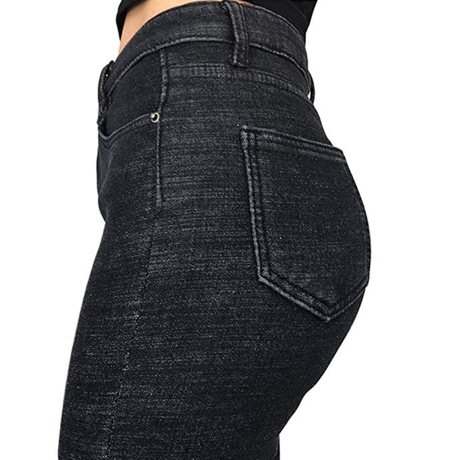 Jeggings d'hiver en polaire extensible pour femme - Taille haute