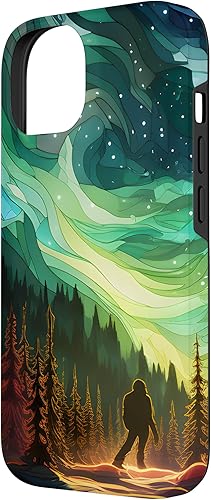 Miniatura 5 de Funda para iPhone 12 Pro Max Bigfoot Sasquatch Forest Northern Lights Starry Sky