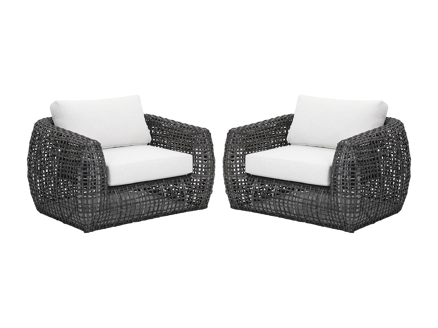 Vente-unique - Sillón de jardín 2 plazas Veyro - Resina - Gris Antracita