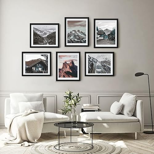 Miniatura 3 de BSRHOME Juego de 6 marcos de fotos de 12 x 16 pulgadas con plexiglás, muestra imágenes de 11 x 14 pulgadas con paspartú o de 12 x 16 pulgadas sin