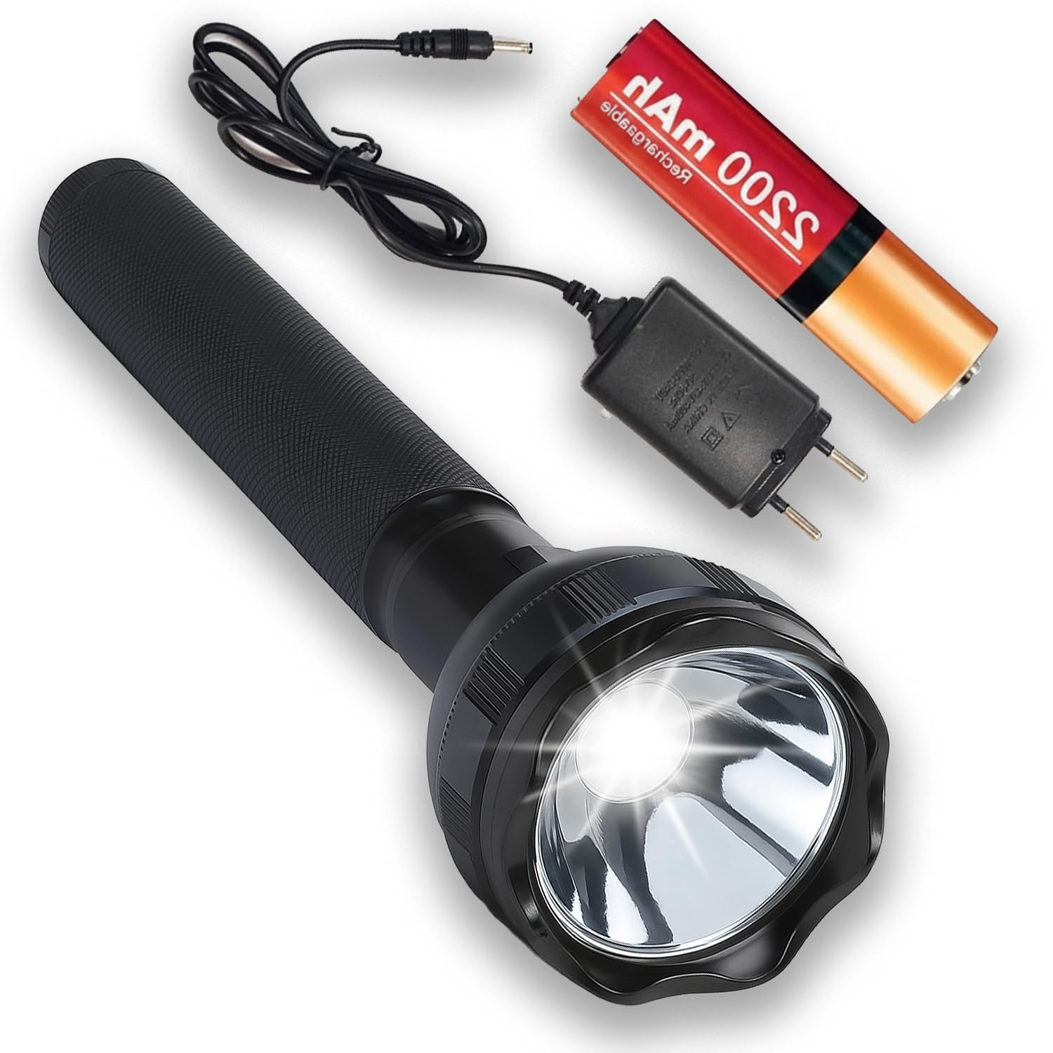 Rechargeable LED Torch Light with Powerful Long Distance Beam, Rear Emergency Area Light, Portable Flashlight for Camping, Hiking, Fishing, Home Backup, Security Guard & Outdoor Adventures-image-30