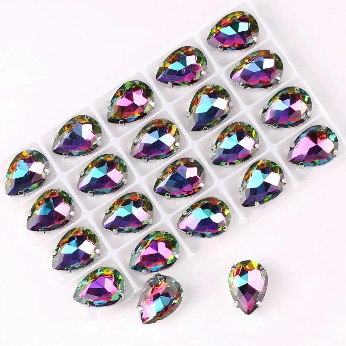 Luźne kryształki wodne AB RB ze szkła kryształowego do przyszywania na płasko, wielokolorowe, wiele rozmiarów(A13 Violet Rb,7x10mm 50pcs)