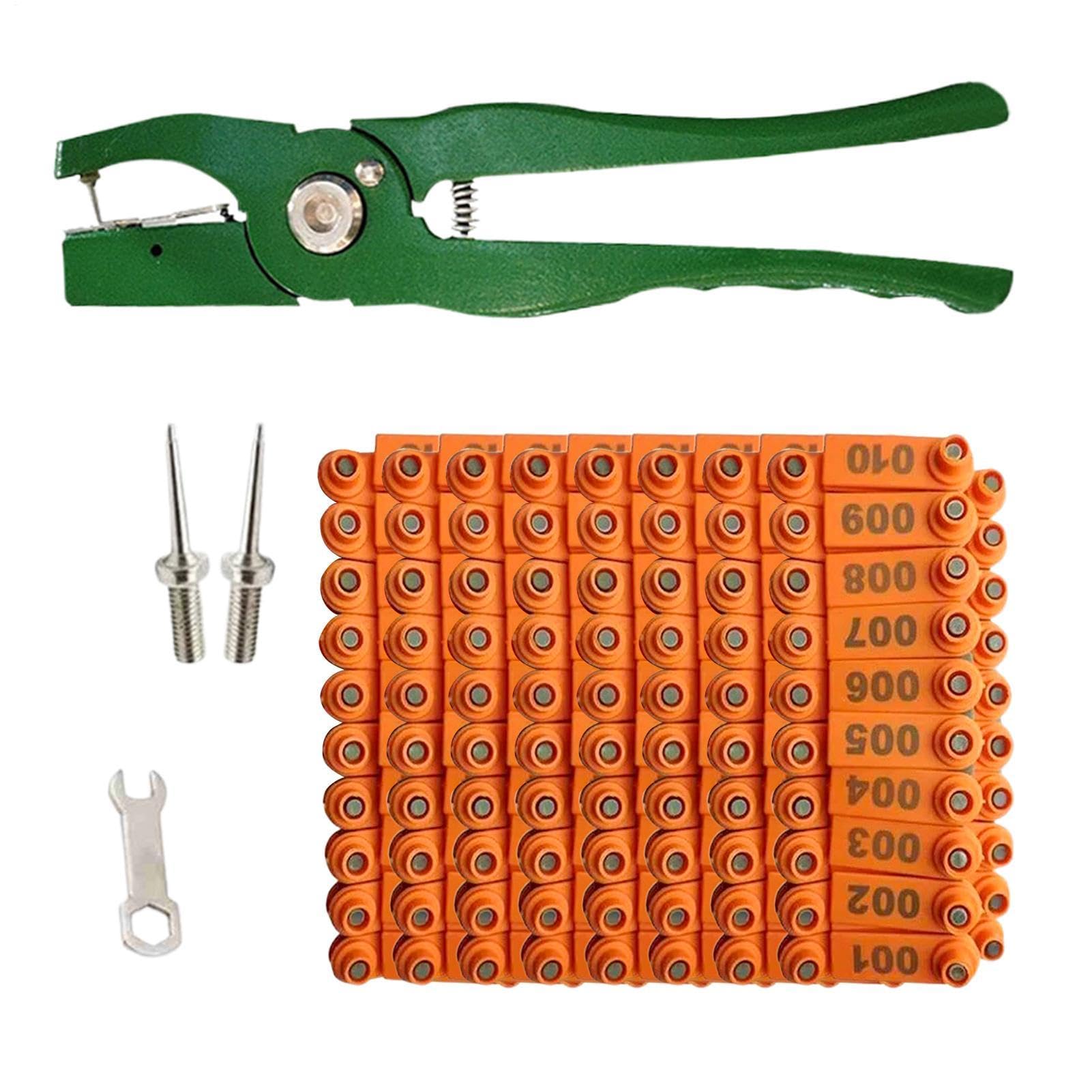 Set di etichette per bestiame – Pesante marcatura animale agricolo, cento pezzi riutilizzabili applicatore, identificazione animali fattoria | Resistente facilmente leggibile Etichette Organizzano