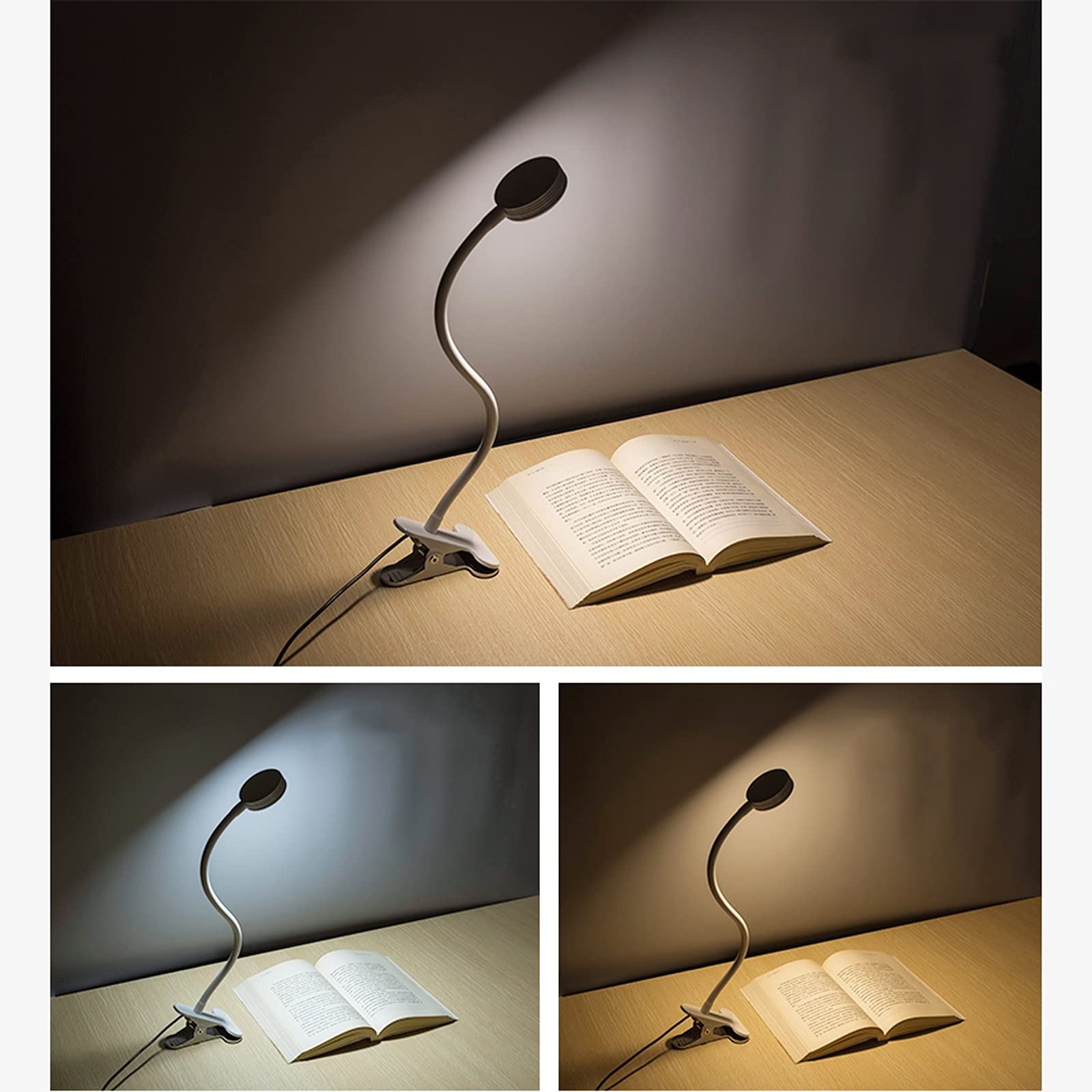 Lámpara de Escritorio Lámpara de escritorio LED con abrazadera Tijera Tijera 3 modos de color Enchufe en el clip de 5W en la luz con la interfaz USB Lámpara de escritorio de ganso Flexible Dimmable Lá
