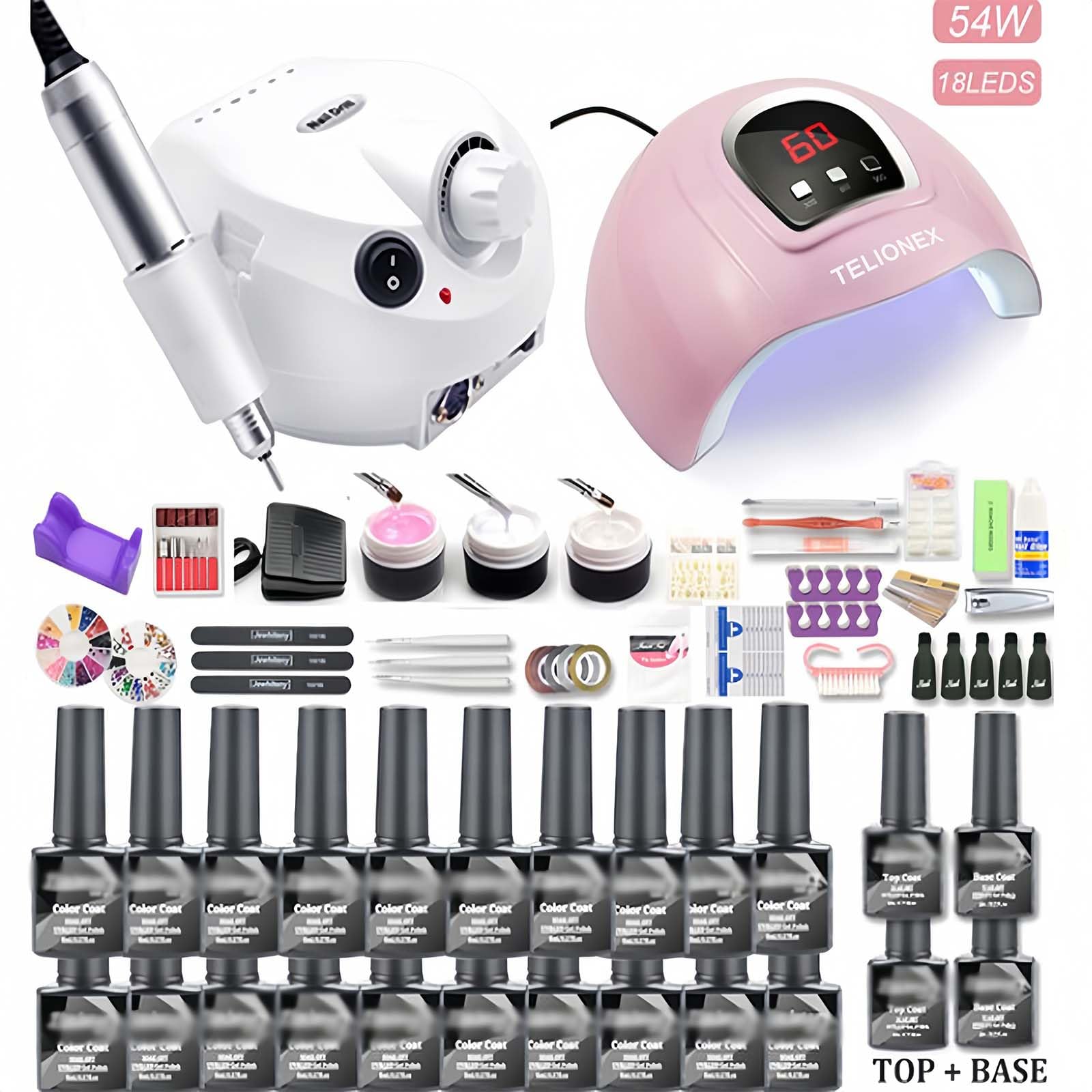 Set de Nail Art pour débutants Plus 20couleurs 8ml Lampe Uv A Vernis Lampe Uv De Manucure Onglerie Electromenager outils manucure