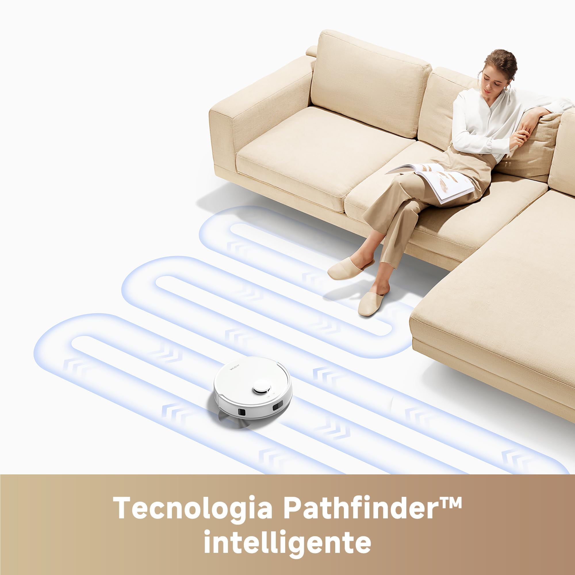 Mova Aspirapolvere Robotica E20 Plus: Navigazione Laser Intelligente, Pulizia Secco e Bagnato 2 in 1, Autosvuotamento del Contenitore della Polvere, Multisuperficie