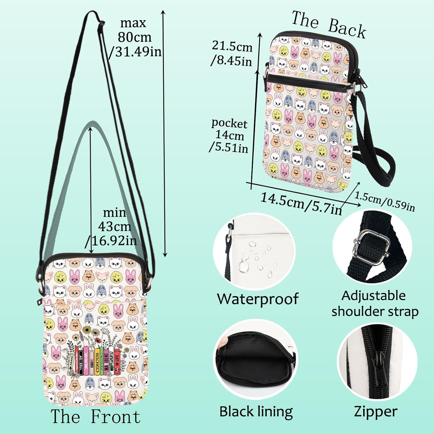 LEVLO SKZ Animal Crossbody Bag SKZ Fans Gift Cartoon Member Shoulder Bag Merchandise - Image 4